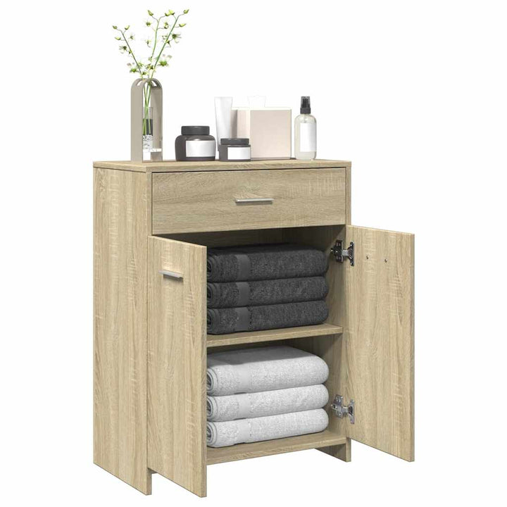 badeværelsesskab 60x33x80 cm konstrueret træ sonoma-eg