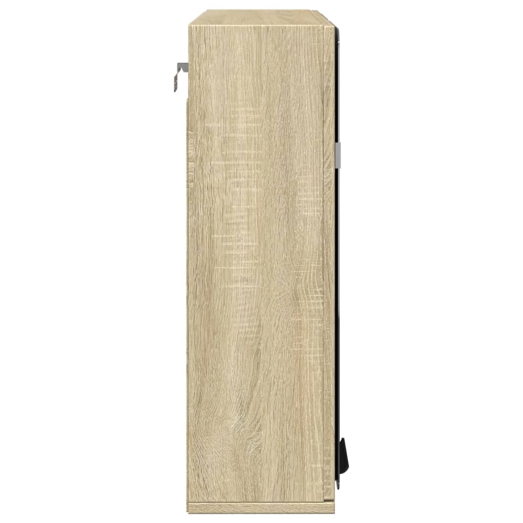 skab med spejl 64,5x20x66,5 cm konstrueret træ sonoma-eg