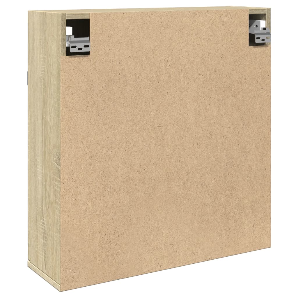 skab med spejl 64,5x20x66,5 cm konstrueret træ sonoma-eg
