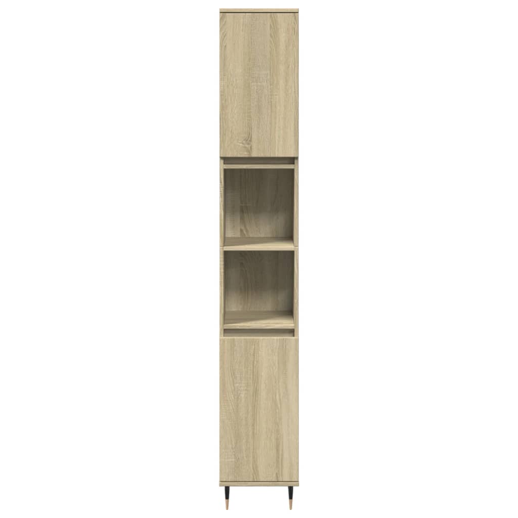 badeværelsesskab 30x30x190 cm konstrueret træ sonoma-eg