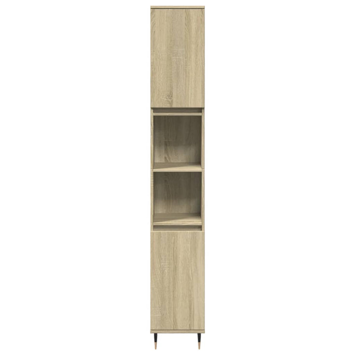 badeværelsesskab 30x30x190 cm konstrueret træ sonoma-eg
