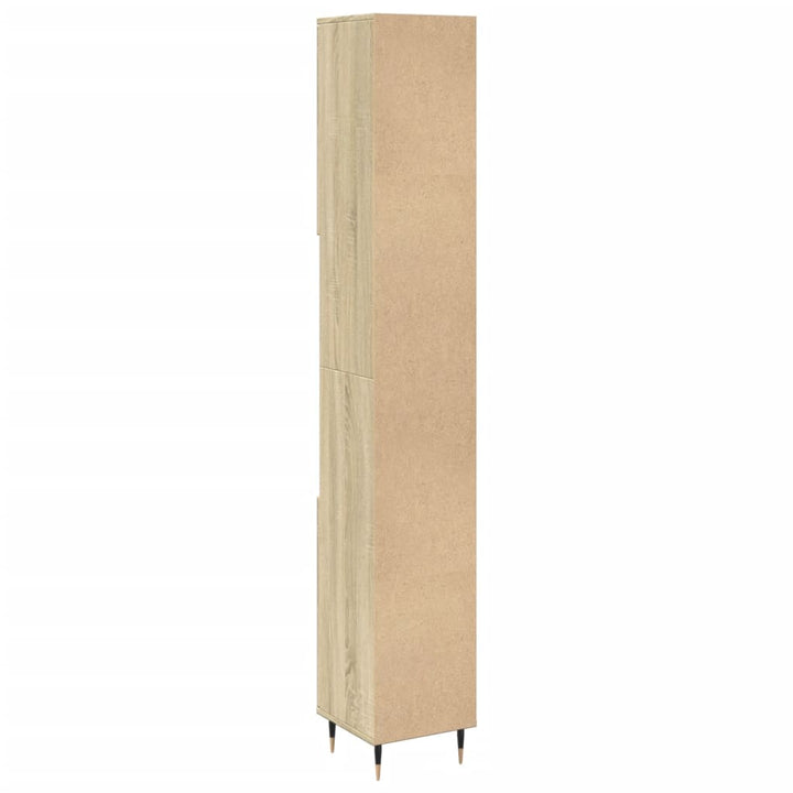 badeværelsesskab 30x30x190 cm konstrueret træ sonoma-eg