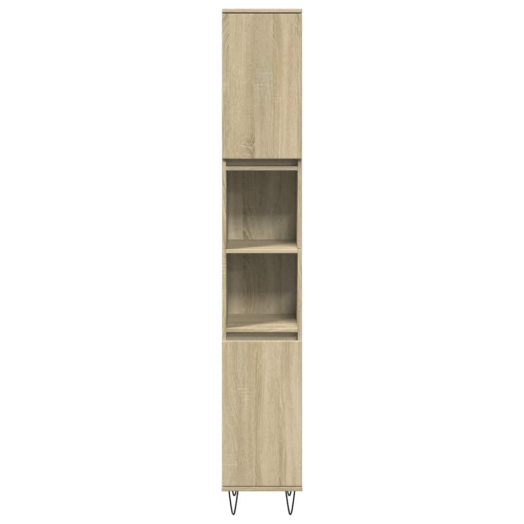 badeværelsesskab 30x30x190 cm konstrueret træ sonoma-eg