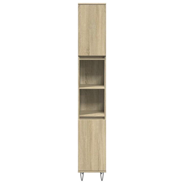 badeværelsesskab 30x30x190 cm konstrueret træ sonoma-eg