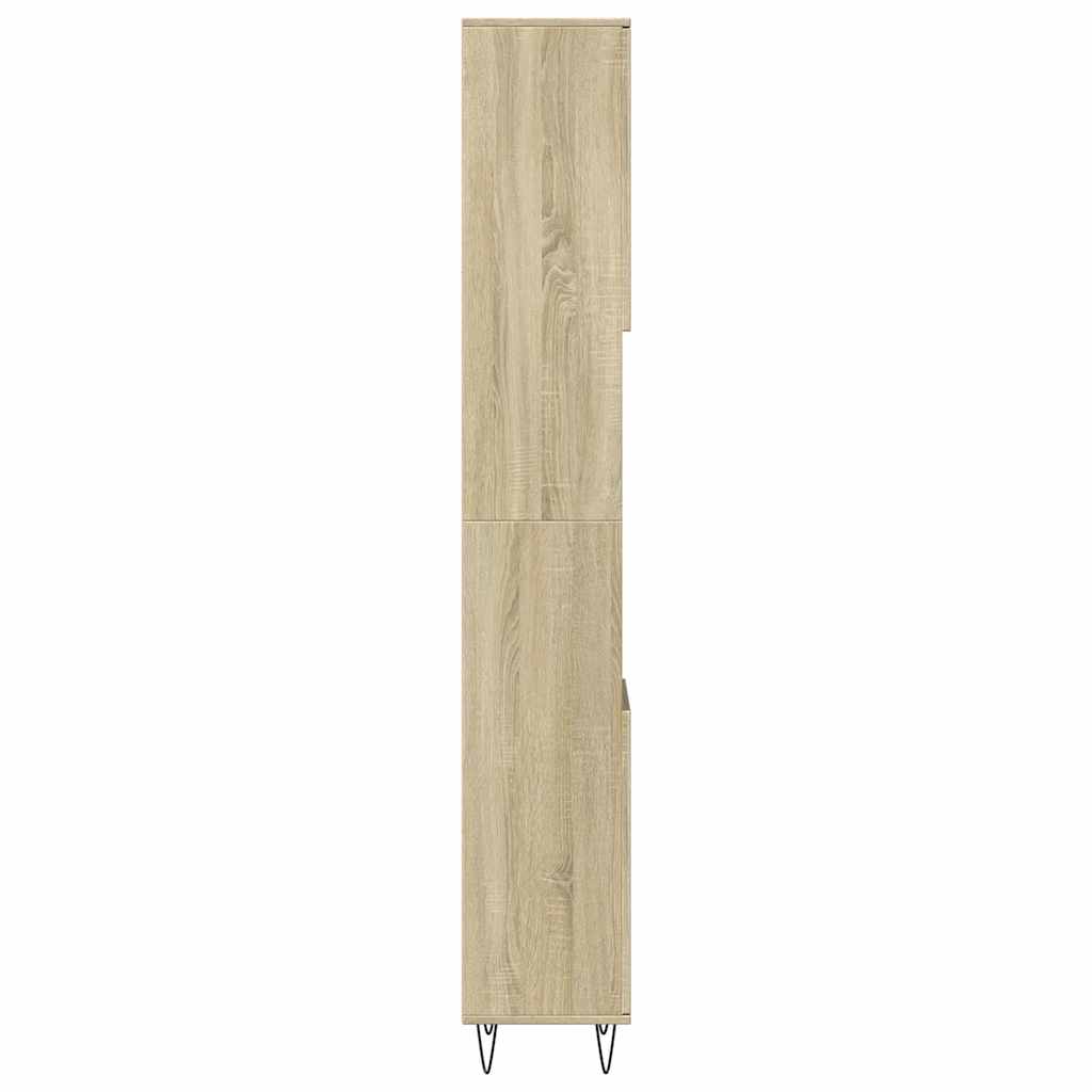 badeværelsesskab 30x30x190 cm konstrueret træ sonoma-eg