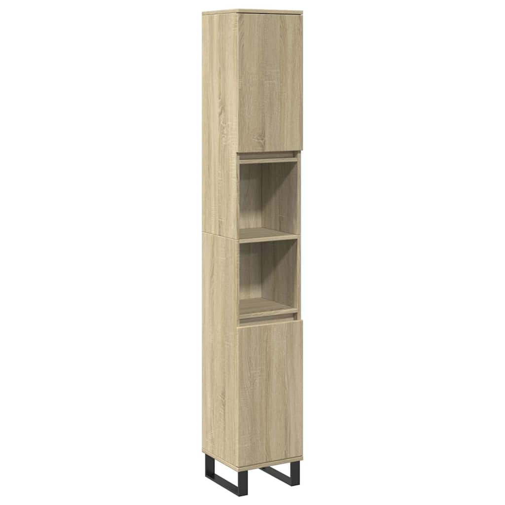 badeværelsesskab 30x30x190 cm konstrueret træ sonoma-eg