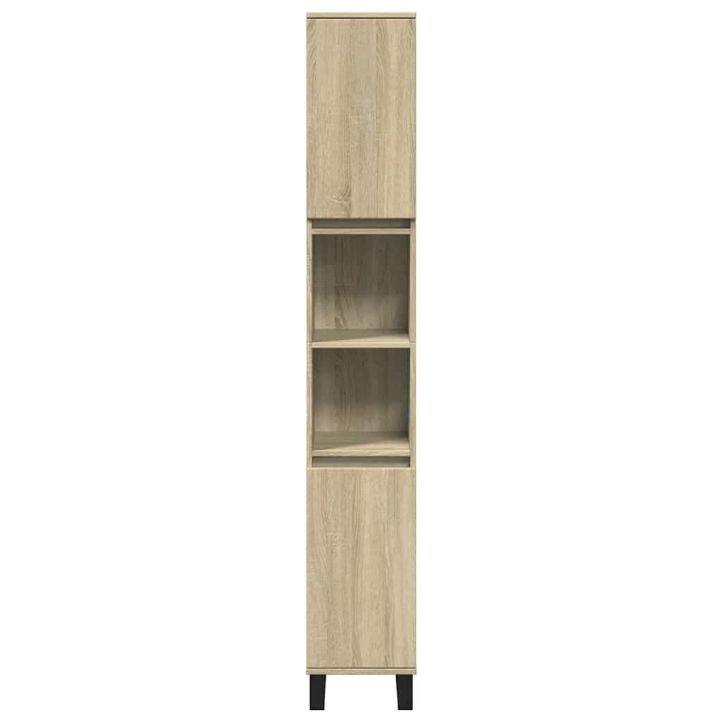 badeværelsesskab 30x30x190 cm konstrueret træ sonoma-eg
