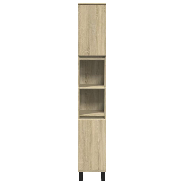 badeværelsesskab 30x30x190 cm konstrueret træ sonoma-eg