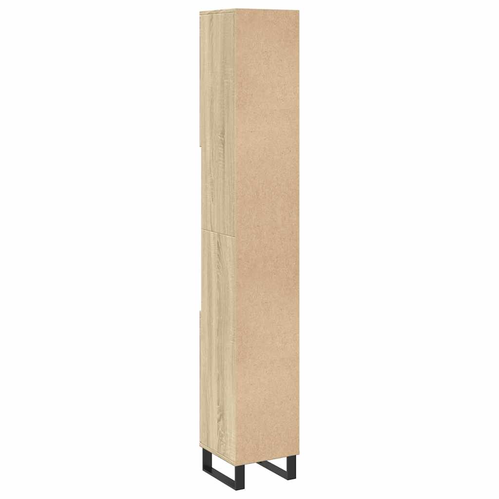 badeværelsesskab 30x30x190 cm konstrueret træ sonoma-eg