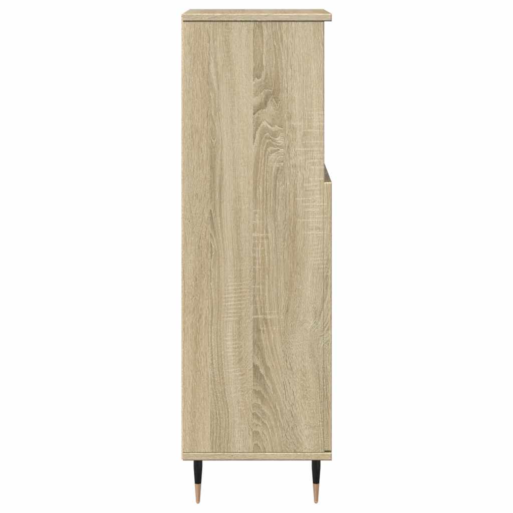 badeværelsesskab 30x30x100 cm konstrueret træ sonoma-eg