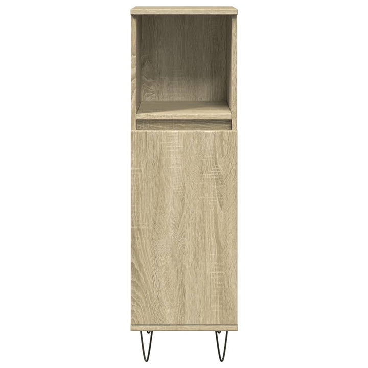 badeværelsesskab 30x30x100 cm konstrueret træ sonoma-eg