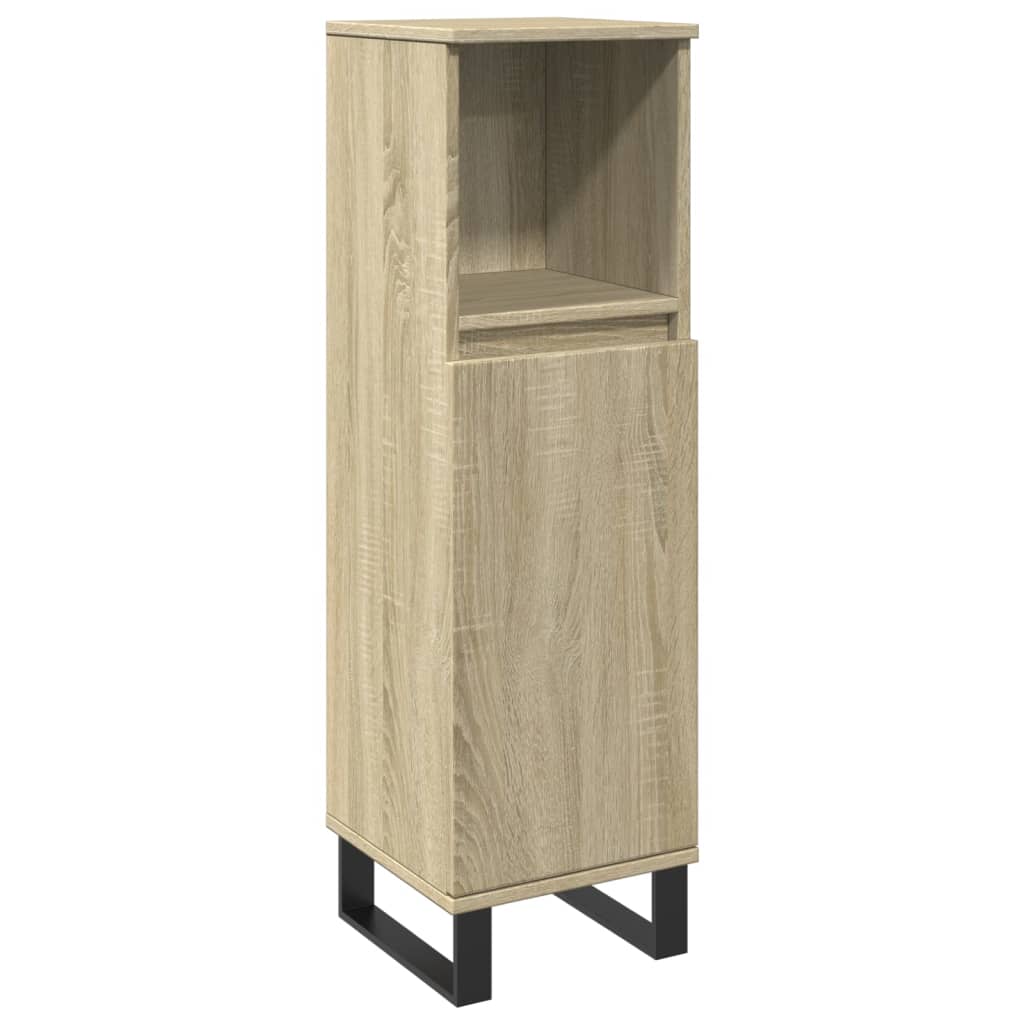 badeværelsesskab 30x30x100 cm konstrueret træ sonoma-eg