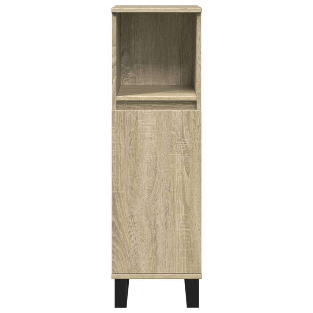 badeværelsesskab 30x30x100 cm konstrueret træ sonoma-eg