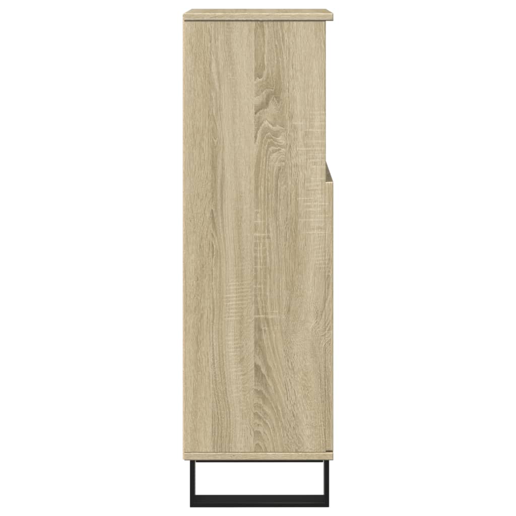 badeværelsesskab 30x30x100 cm konstrueret træ sonoma-eg
