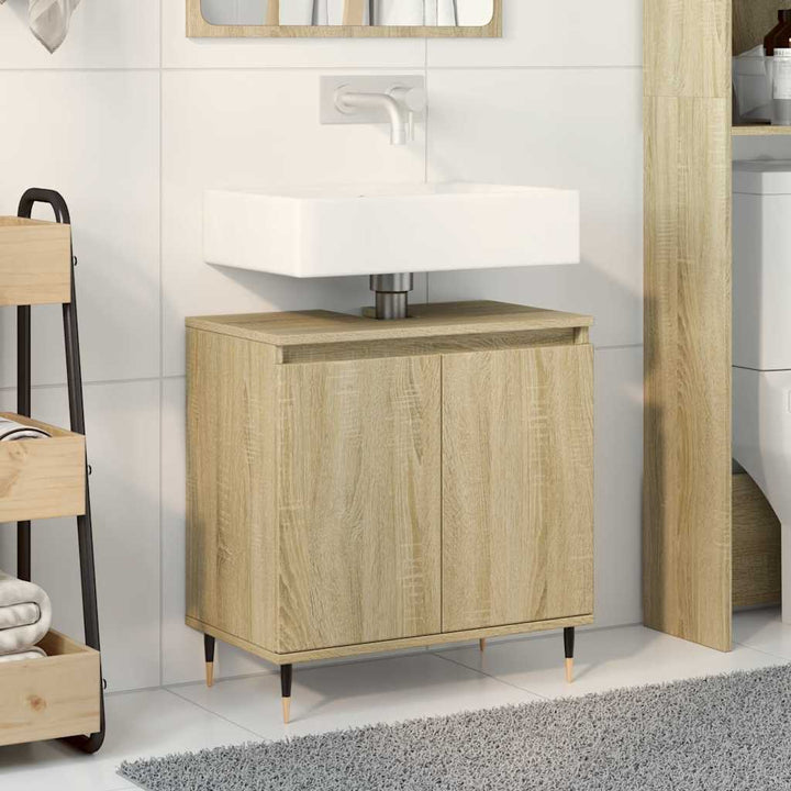 badeværelsesskab 58x33x60 cm konstrueret træ sonoma-eg
