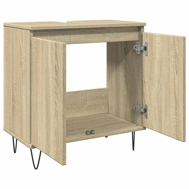 badeværelsesskab 58x33x60 cm konstrueret træ sonoma-eg
