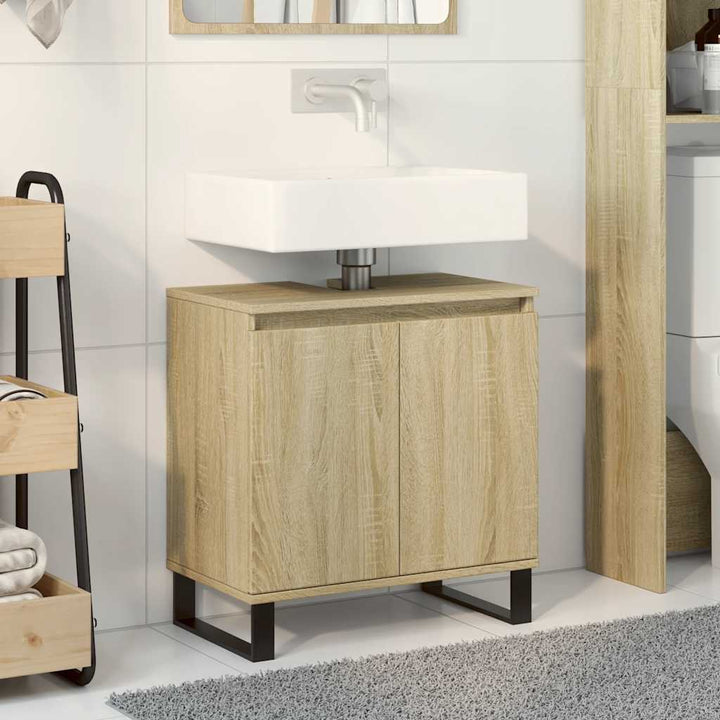 badeværelsesskab 58x33x60 cm konstrueret træ sonoma-eg