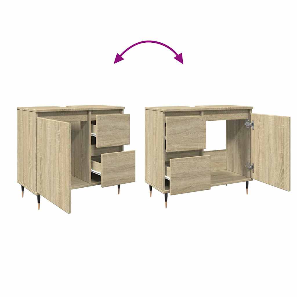 underskab til badeværelse 65x33x60 cm konstrueret træ sonoma-eg
