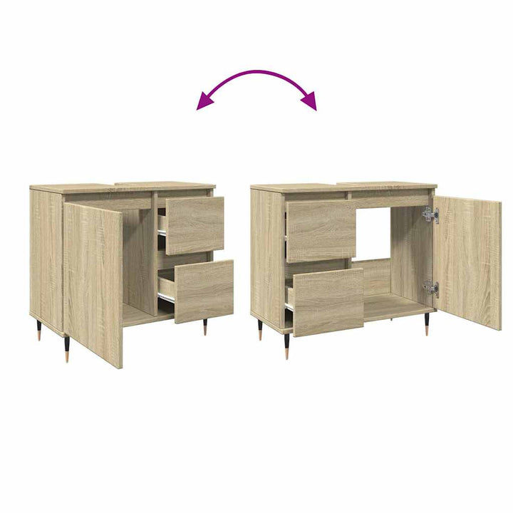 underskab til badeværelse 65x33x60 cm konstrueret træ sonoma-eg