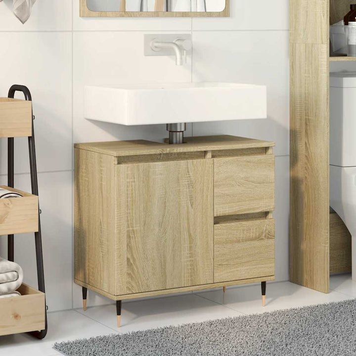underskab til badeværelse 65x33x60 cm konstrueret træ sonoma-eg