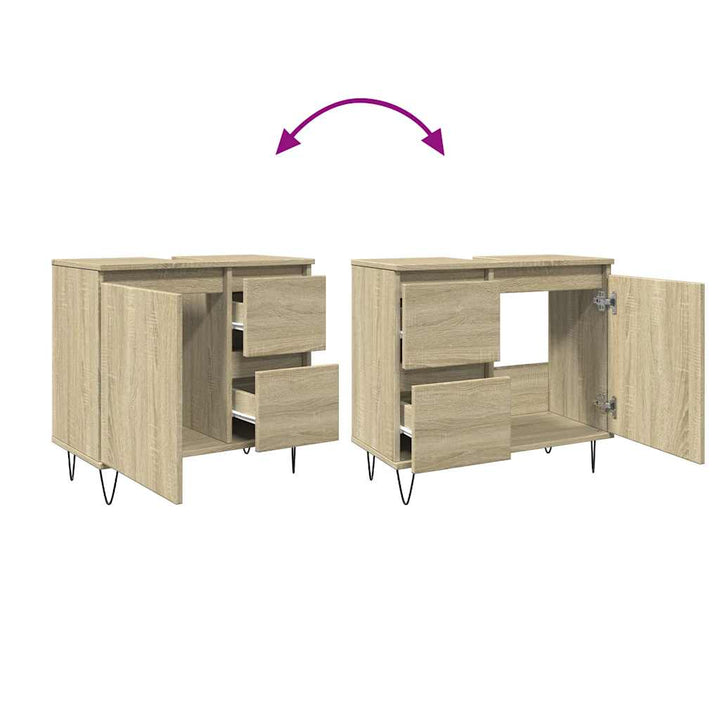 badeværelsesskab 65x33x60 cm konstrueret træ sonoma-eg