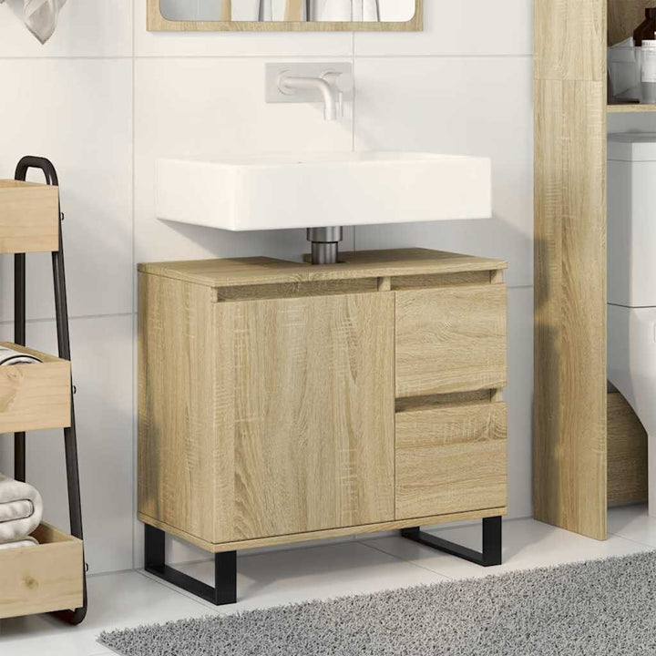 badeværelsesskab 65x33x60 cm konstrueret træ sonoma-eg