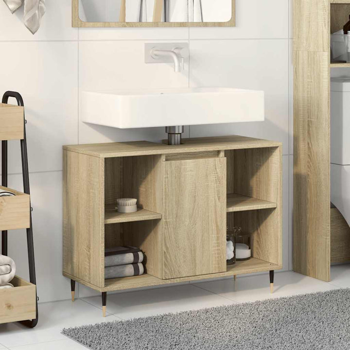 badeværelsesskab 80x33x60 cm konstrueret træ sonoma-eg
