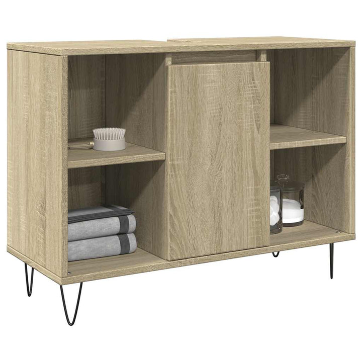 badeværelsesskab 80x33x60 cm konstrueret træ sonoma-eg