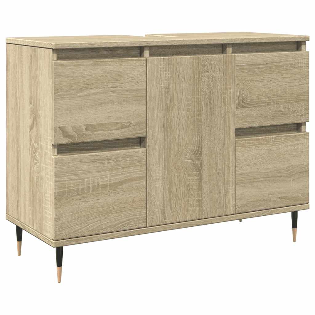 badeværelsesskab 80x33x60 cm konstrueret træ sonoma-eg