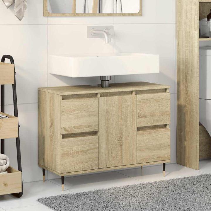 badeværelsesskab 80x33x60 cm konstrueret træ sonoma-eg