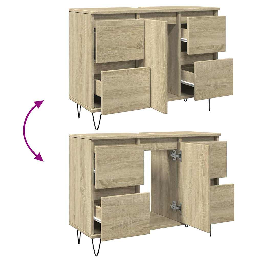 badeværelsesskab 80x33x60 cm konstrueret træ sonoma-eg
