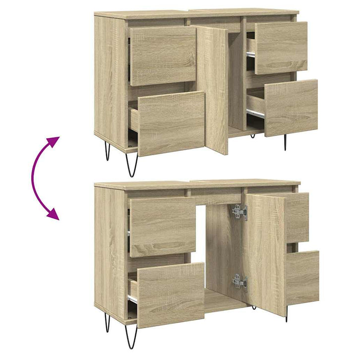badeværelsesskab 80x33x60 cm konstrueret træ sonoma-eg