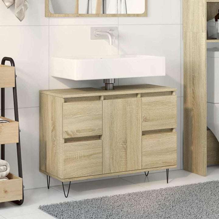 badeværelsesskab 80x33x60 cm konstrueret træ sonoma-eg