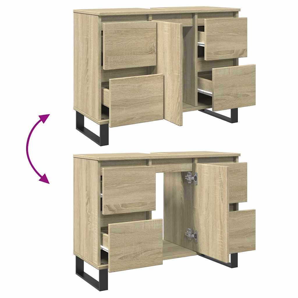 badeværelsesskab 80x33x60 cm konstrueret træ sonoma-eg
