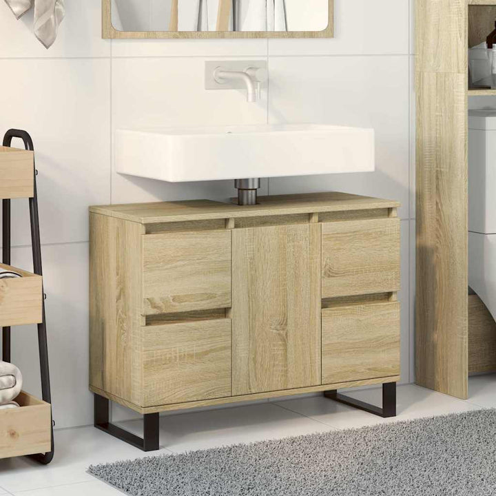 badeværelsesskab 80x33x60 cm konstrueret træ sonoma-eg