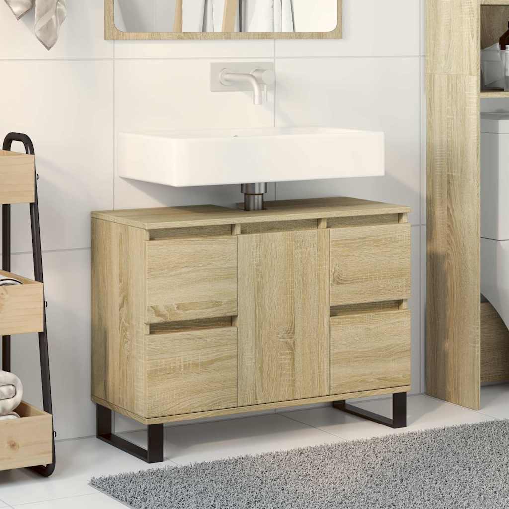 badeværelsesskab 80x33x60 cm konstrueret træ sonoma-eg