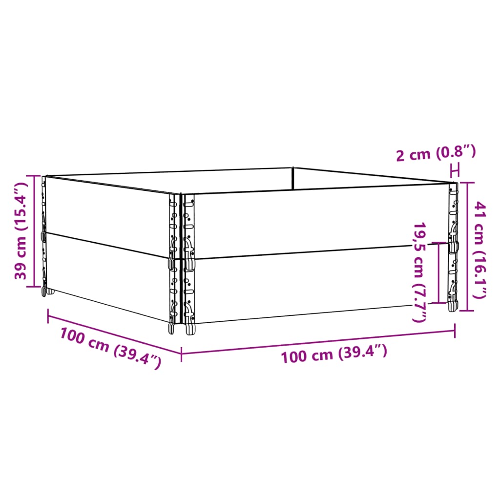 plantekasse 100x100 cm massivt fyrretræ grå