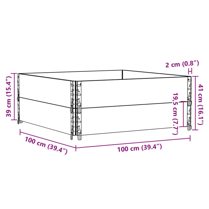 plantekasse 100x100 cm massivt fyrretræ grå