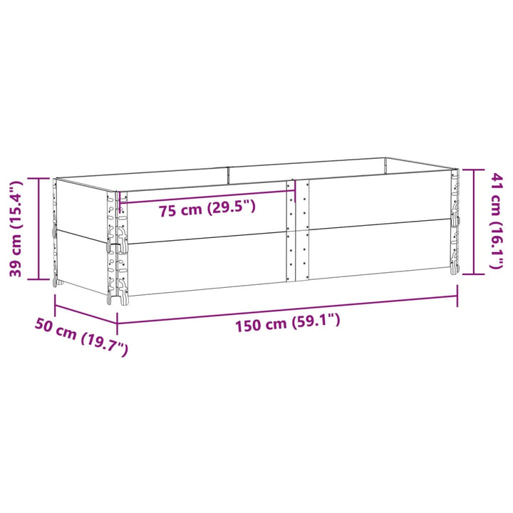 plantekasse 150x50 cm massivt fyrretræ brun