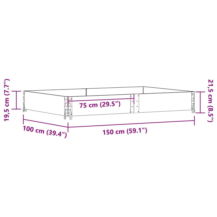 plantekasse 150x100 cm massivt fyrretræ grå
