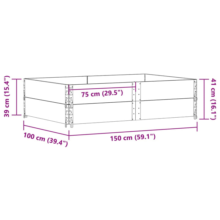plantekasse 150x100 cm massivt fyrretræ grå