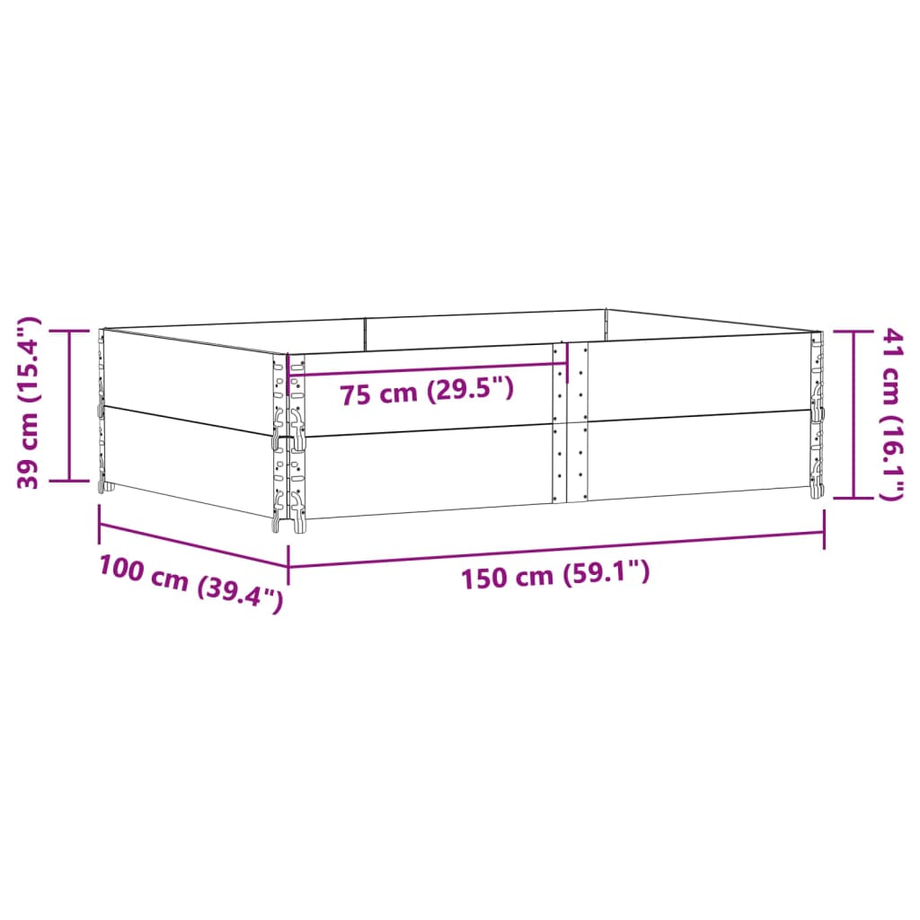 plantekasse 150x100 cm massivt fyrretræ brun