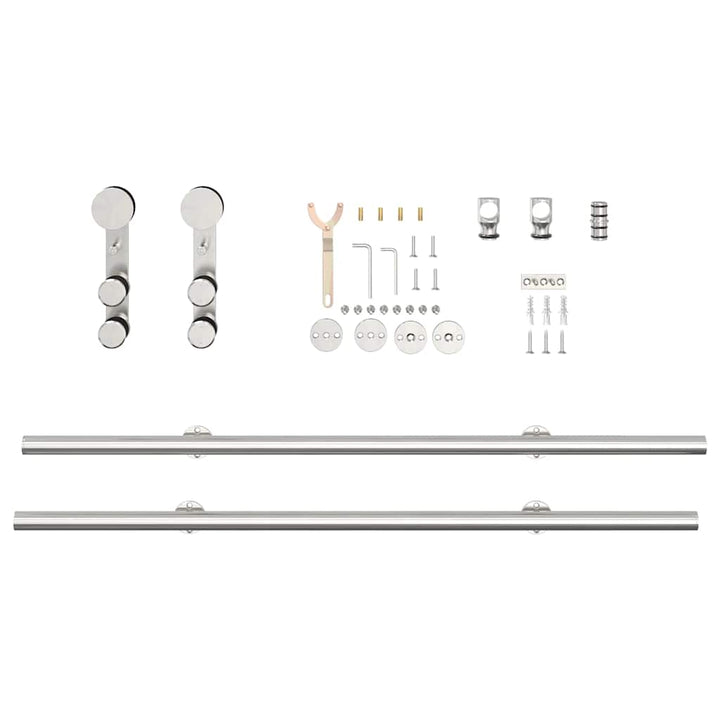 hardwarekit til skydedør 200 cm rustfrit stål sølvfarvet