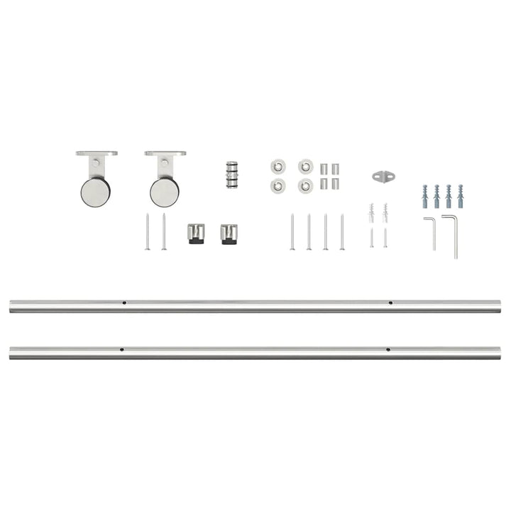 hardwarekit til skydedør 183 cm rustfrit stål sølvfarvet