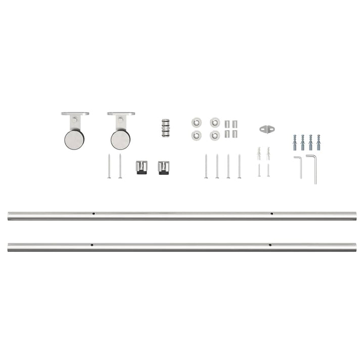 hardwarekit til skydedør 200 cm rustfrit stål sølvfarvet