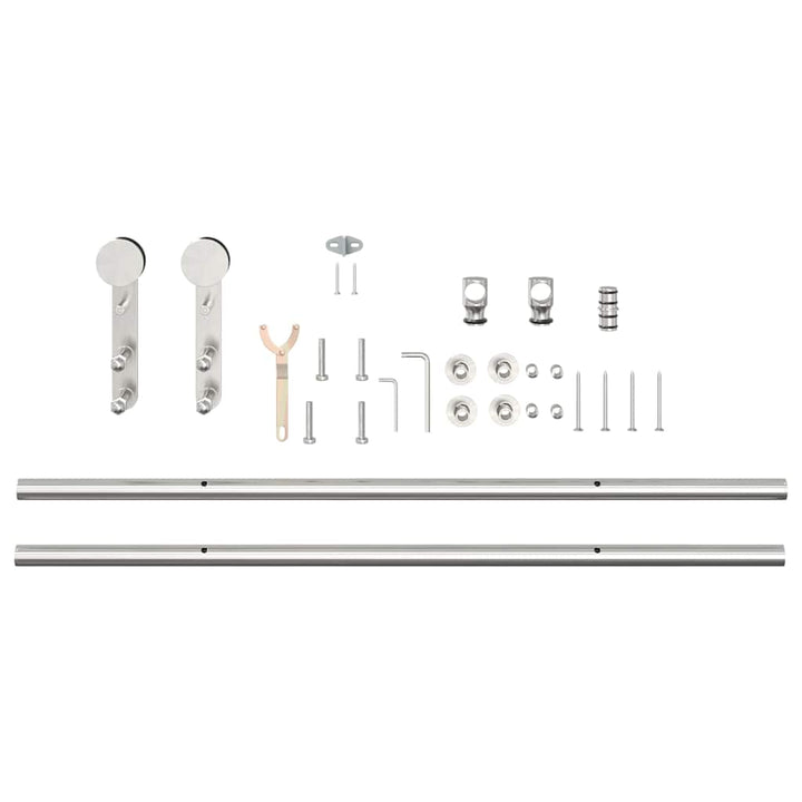 hardwarekit til skydedør 183 cm rustfrit stål sølvfarvet