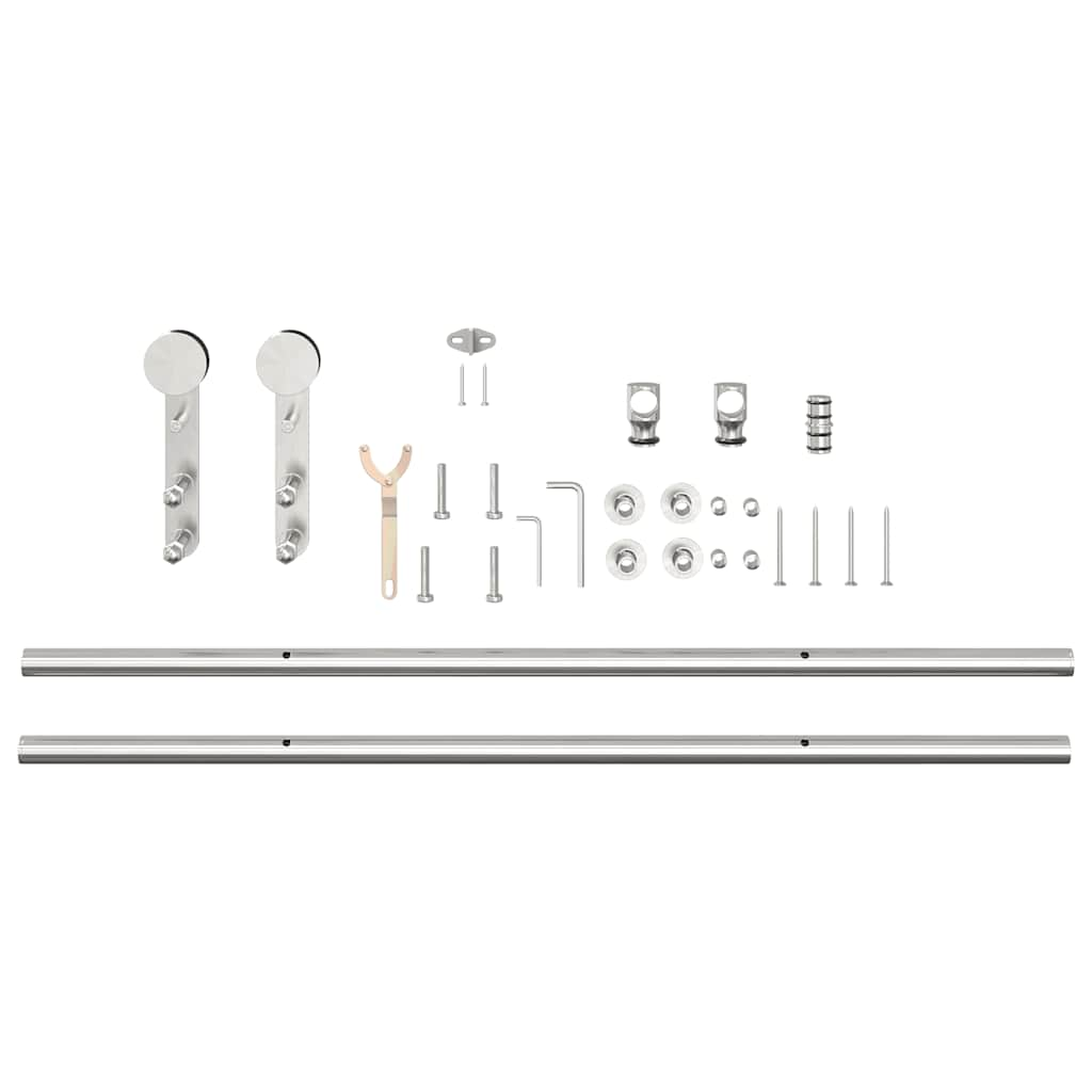 hardwarekit til skydedør 200 cm rustfrit stål sølvfarvet