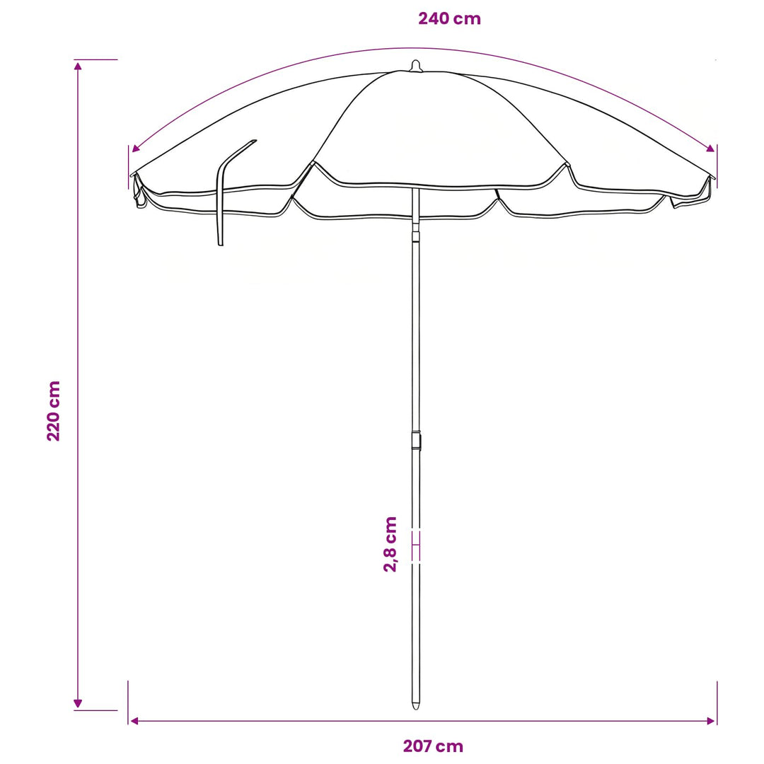 Havesol 240 cm 170T polyester Blå og Hvid