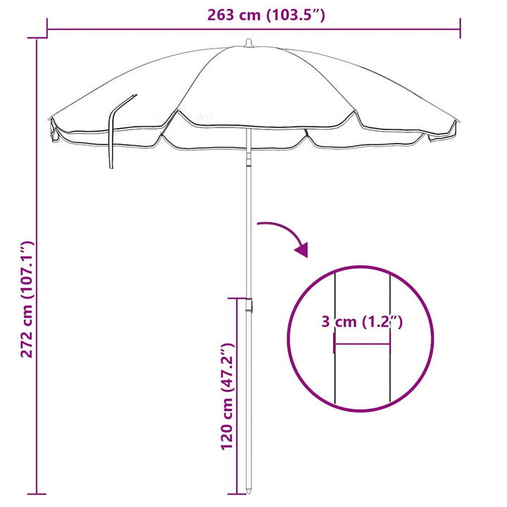 Havesol 263 x 263 x 272 cm 170T polyester Blå og Hvid