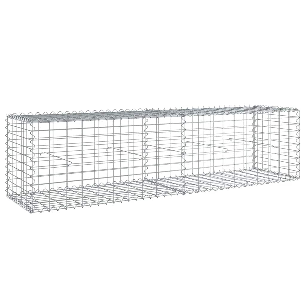 gabionkurv med cover 200x50x50 cm galvaniseret jern